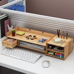 Kệ máy tính kệ sách kệ hồ sơ để bàn kèm cắm viết bằng gỗ 2 mẫu MỚI - Tặng kèm móc khóa khung hình thời trang