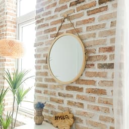 Gương Tròn Soi Trang Điểm Treo Tường Khung Gỗ Hàn Quốc Mia Mirror Nội Thất Kiểu Hàn BEYOURs