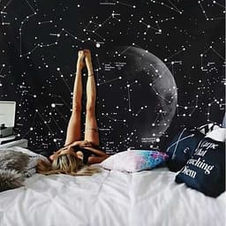 Thảm trang trí tranh vải treo tường họa tiết dải ngân hà bầu trời sao decor phòng nhà cửa, dán tường, cạnh giường