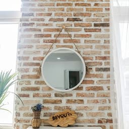 Gương Tròn Soi Trang Điểm Treo Tường Khung Gỗ Hàn Quốc Mia Mirror Nội Thất Kiểu Hàn BEYOURs