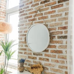 Gương Tròn Soi Trang Điểm Treo Tường Khung Gỗ Hàn Quốc Mia Mirror Nội Thất Kiểu Hàn BEYOURs