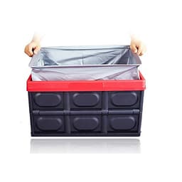 COMBO HỘP ĐỰNG ĐỒ ĐỂ CỐP XE Ô TÔ GẬP GỌN ĐEN VIỀN ĐỎ + 5 VIÊN SỦI RỬA KÍNH (TẶNG TÚI BẠC CHỐNG NƯỚC CAO CẤP)