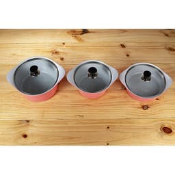 Bộ 3 nồi đúc ceramic cao cấp 2 tay cầm (20 – 22 –  24cm) tặng 1 cặp nhấc nồi sillicon (màu ngẫu nhiên)