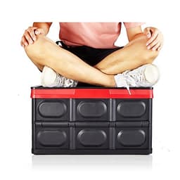 COMBO HỘP ĐỰNG ĐỒ ĐỂ CỐP XE Ô TÔ GẬP GỌN ĐEN VIỀN ĐỎ + 5 VIÊN SỦI RỬA KÍNH (TẶNG TÚI BẠC CHỐNG NƯỚC CAO CẤP)