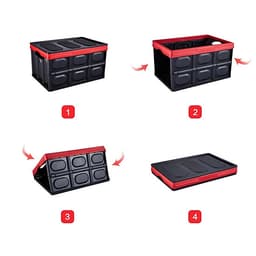 COMBO HỘP ĐỰNG ĐỒ ĐỂ CỐP XE Ô TÔ GẬP GỌN ĐEN VIỀN ĐỎ + 5 VIÊN SỦI RỬA KÍNH (TẶNG TÚI BẠC CHỐNG NƯỚC CAO CẤP)