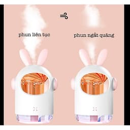 Mua 1 Máy Phun Sương 350ml Khuếch Tán Hơi Nước Có Đèn Led Làm Đèn Ngủ Sạc USB Tặng 1 Xà Phòng Giấy Khô Rửa Tay Bỏ Túi Tiện Lợi - TAI GẤU - HÔNG
