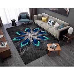 Thảm trang trí trải sàn Sofa phòng khách sang trọng hiện đại Bali in 3D Nhung nỉ lì cao cấp BL41 - Đa Giác Cam