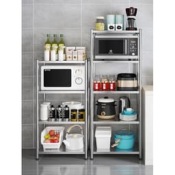 Kệ đa năng để lò sóng Inox 304 trắng chống han gỉ, kệ để đồ nặng nhà bếp cao cấp VANDO kệ tủ tiện lợi