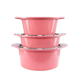 Bộ 3 nồi đúc ceramic cao cấp 2 tay cầm (20 – 22 –  24cm) tặng 1 cặp nhấc nồi sillicon (màu ngẫu nhiên)
