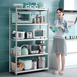 Kệ đa năng để lò sóng Inox 304 trắng chống han gỉ, kệ để đồ nặng nhà bếp cao cấp VANDO kệ tủ tiện lợi