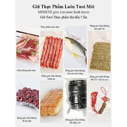2 Cuộn Túi Hút Chân Không Thực Phẩm Một Mặt Nhám Một Mặt Trơn Dạng Hạt Mịn Hàng Chính Hãng