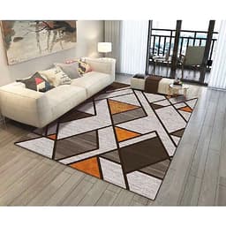Thảm trang trí trải sàn Sofa phòng khách sang trọng hiện đại Bali in 3D Nhung nỉ lì cao cấp BL41 - Đa Giác Cam
