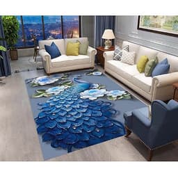 Thảm trải sàn Sofa sang trọng hiện đại trang trí phòng khách Bali in 3D Nhung nỉ lì cao cấp BL09 - Khối tròn vàng