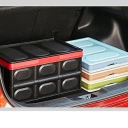 COMBO HỘP ĐỰNG ĐỒ ĐỂ CỐP XE Ô TÔ GẬP GỌN ĐEN VIỀN ĐỎ + 5 VIÊN SỦI RỬA KÍNH (TẶNG TÚI BẠC CHỐNG NƯỚC CAO CẤP)