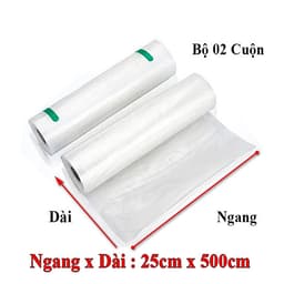 2 Cuộn Túi Hút Chân Không Thực Phẩm Một Mặt Nhám Một Mặt Trơn Dạng Hạt Mịn Hàng Chính Hãng