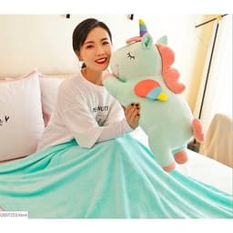 Bộ chăn gối văn phòng - gồm gối, mền hoặc gấu bông hình thú nằm hình ngựa pony (kỳ lân unicorn) tùy chọn màu