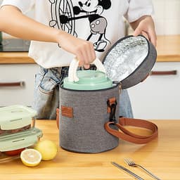 Túi đựng hộp cơm giữ nhiệt/ Túi đựng đồ ăn trưa/ Túi chống toả nhiệt, dày dặn, có tay xách, phong cách Hàn Quốc thời trang, hiện đại Ver.6