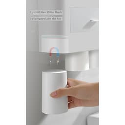 KỆ TREO BÀN CHẢI ĐÁNH RĂNG, TÍCH HỢP ĐỒ LẤY KEM THÔNG MINH (2 LY)