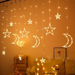 Dây Đèn LED Rèm Trăng Sao Chống Thấm Nước Trang Trí Ngoài Trời - Dài 2.5 Mét