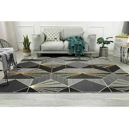 Thảm trang trí trải sàn Sofa phòng khách sang trọng hiện đại Bali in 3D Nhung nỉ lì cao cấp BL41 - Đa Giác Cam