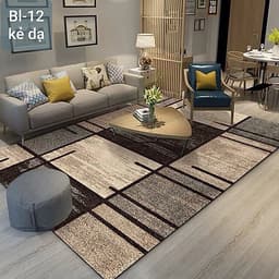 Thảm trải sàn BALI loại 1m6 x2m3 mẫu kẻ thảm trải sàn nỉ lì