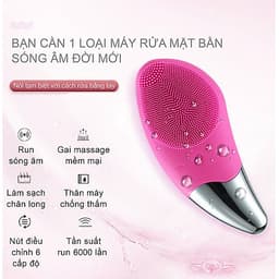 Máy Rửa Mặt Mini Massage Làm Sạch Sâu Tích Hợp Sóng Âm BR-1020 + Tặng 3 gói sữa rửa mặt thải độc Super Vegitoks Cleanser 3ml
