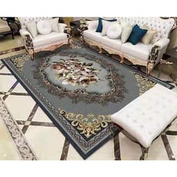 Thảm trải sàn Sofa sang trọng hiện đại trang trí phòng khách Bali in 3D Nhung nỉ lì cao cấp BL09 - Khối tròn vàng
