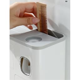 KỆ TREO BÀN CHẢI ĐÁNH RĂNG, TÍCH HỢP ĐỒ LẤY KEM THÔNG MINH (2 LY)