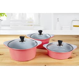 Bộ 3 nồi đúc ceramic cao cấp 2 tay cầm (20 – 22 –  24cm) tặng 1 cặp nhấc nồi sillicon (màu ngẫu nhiên)