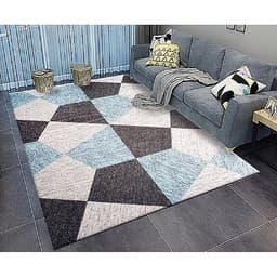 Thảm trải sàn Sofa sang trọng hiện đại trang trí phòng khách Bali in 3D Nhung nỉ lì cao cấp BL09 - Khối tròn vàng