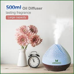 Combo máy khuếch tán/ máy xông tinh dầu Lorganic quả đào FX2059 + tinh dầu sả chanh Lorganic (10ml) LGN0367/ Thích hợp xông phòng diện tích 15-40m2.