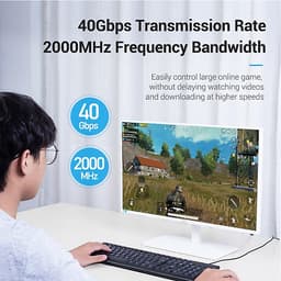 Cáp Mạng Ethernet/RJ45/LAN Vention Cat 8 SSTP đúc sẵn 2 đầu, dài 1m đến 5m - Hàng chính hãng