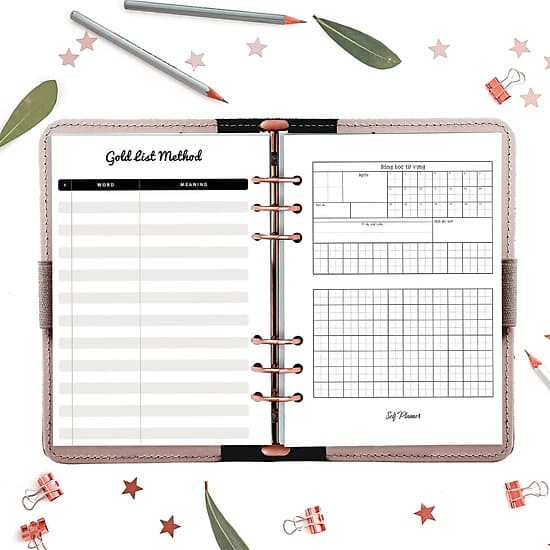 Giấy / Ruột refill sổ còng A5 học ngoại ngữ tiếng anh, tiếng trung Self Planner