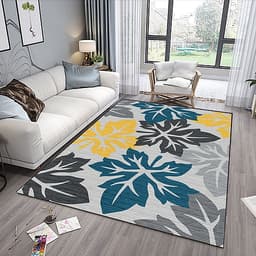 Thảm trải sàn Sofa sang trọng hiện đại trang trí phòng khách Bali in 3D Nhung nỉ lì cao cấp BL09 - Khối tròn vàng