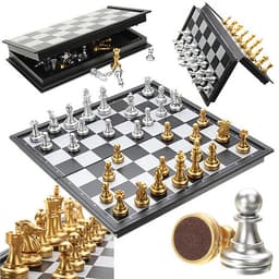 Bộ cờ Vua nam châm Quân Nhũ Bạc Vàng cao cấp