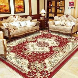 Thảm trải sàn Sofa sang trọng hiện đại trang trí phòng khách Bali in 3D Nhung nỉ lì cao cấp BL09 - Khối tròn vàng
