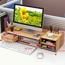 Kệ máy tính kệ sách kệ hồ sơ để bàn kèm cắm viết bằng gỗ 2 mẫu MỚI - Tặng kèm móc khóa khung hình thời trang