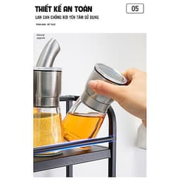 Kệ Gia Vị Thông Minh Đa Năng Lưu Trữ Toàn Bộ Dụng Cụ Nhà Bếp Gọn Gàng Khoa Học, Inox 304 Sơn Tĩnh Điện 5 Lớp