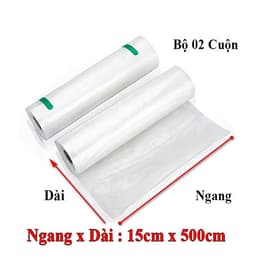 2 Cuộn Túi Hút Chân Không Thực Phẩm Một Mặt Nhám Một Mặt Trơn Dạng Hạt Mịn Hàng Chính Hãng