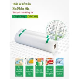 2 Cuộn Túi Hút Chân Không Thực Phẩm Một Mặt Nhám Một Mặt Trơn Dạng Hạt Mịn Hàng Chính Hãng