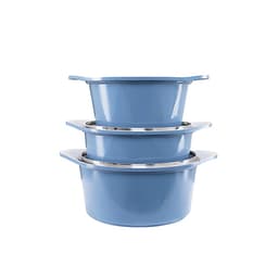 Bộ 3 nồi đúc ceramic cao cấp 2 tay cầm (20 – 22 –  24cm) tặng 1 cặp nhấc nồi sillicon (màu ngẫu nhiên)