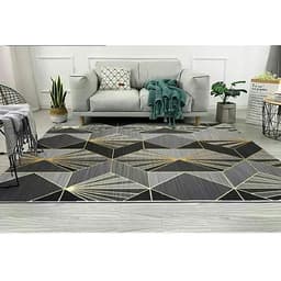 Thảm trang trí trải sàn Sofa phòng khách sang trọng hiện đại Bali in 3D Nhung nỉ lì cao cấp BL41 - Đa Giác Cam
