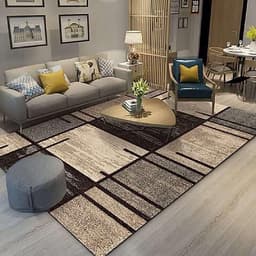 Thảm trải sàn Sofa sang trọng hiện đại trang trí phòng khách Bali in 3D Nhung nỉ lì cao cấp BL09 - Khối tròn vàng