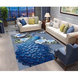 Thảm trải sàn Sofa sang trọng hiện đại trang trí phòng khách Bali in 3D Nhung nỉ lì cao cấp BL09 - Khối tròn vàng