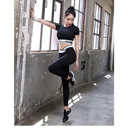 Set Bộ Quần Áo Tập Yoga Gym Thể Thao Nữ, Hàng Đẹp Cao Cấp, Thiết Kế Mới Nhất, Áo Croptop, Quần Cạp Cao, Vải Co Dãn 4 Chiều, 2 Màu Đen - Tím, Mã HK10
