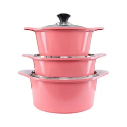 Bộ 3 nồi đúc ceramic cao cấp 2 tay cầm (20 – 22 –  24cm) tặng 1 cặp nhấc nồi sillicon (màu ngẫu nhiên)