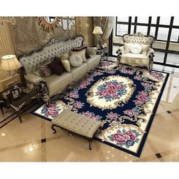 Thảm trải sàn Sofa sang trọng hiện đại trang trí phòng khách Bali in 3D Nhung nỉ lì cao cấp BL09 - Khối tròn vàng