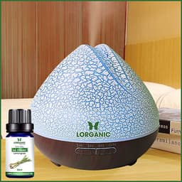 Combo máy khuếch tán/ máy xông tinh dầu Lorganic quả đào FX2059 + tinh dầu sả chanh Lorganic (10ml) LGN0367/ Thích hợp xông phòng diện tích 15-40m2.