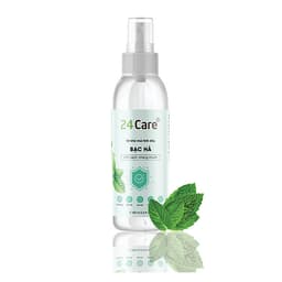 Xịt Phòng Tinh Dầu Bạc Hà Hữu Cơ Organic 24Care 50ML/100ML - Kháng khuẩn - Khử mùi hôi - Đuổi muỗi, côn trùng - Tập trung tinh thần làm việc, lái xe, học hành - Hương thơm thư giãn.