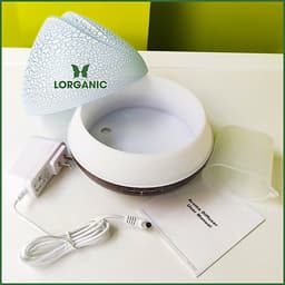 Combo máy khuếch tán/ máy xông tinh dầu Lorganic quả đào FX2059 + tinh dầu sả chanh Lorganic (10ml) LGN0367/ Thích hợp xông phòng diện tích 15-40m2.